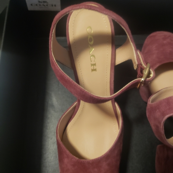 Coach Women's Burgundy Platform Heels - Picture 9 of 11
